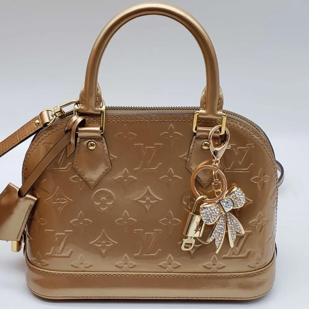 Authentic Louis Vuitton Gold Lock & Key ✨ Bag Charm Unbranded Ribbon Keychain